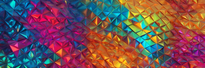 Vibrant image showing a multitude of colorful crystal-like geometric shapes with a dynamic texture