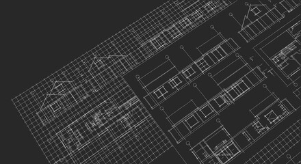 house architectural project sketch 3d illustration