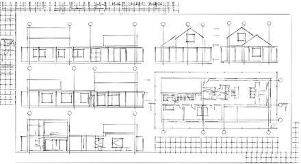 house architectural project sketch 3d illustration