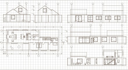 house architectural project sketch 3d illustration