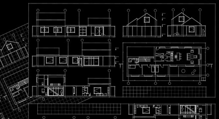 house architectural project sketch 3d illustration