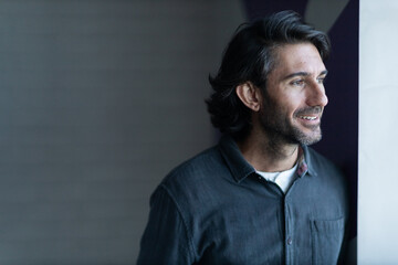 View of a young man with smartphone