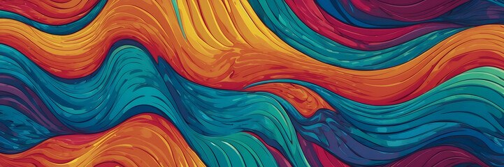 An illustrative image with smooth, flowing lines creating a wavelike pattern featuring an array of warm color gradients - Powered by Adobe