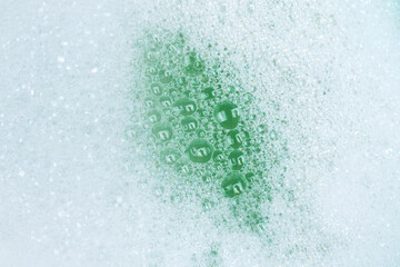 Green lather background, top view.
