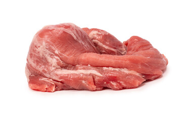 Raw pork tenderloin isolated on a white background.  Fresh meat.