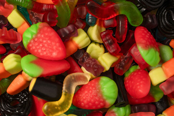 Assorted colorful gummy candies. Jelly  sweets.