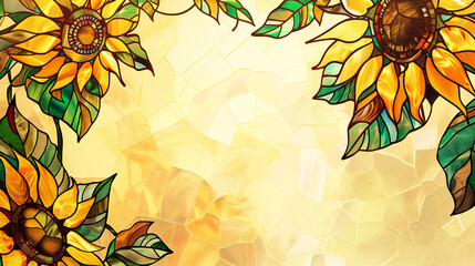 Sunflowers stained glass background wallpaper