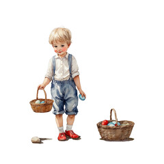 Cute little boy with easter basket 