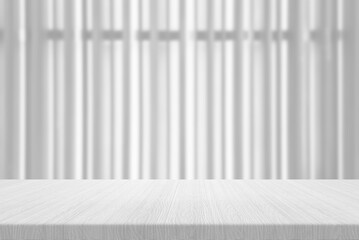 White Wooden Table with Blurred Japanese Partition Background, Suitable for Product Display and...
