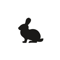 Silhouette of a rabbit in vector, flat style.