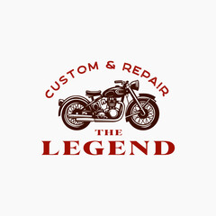 Vintage Retro Old  Classic Motorcycle Vehicle for Retro Garage or Biker Club Shop logo design