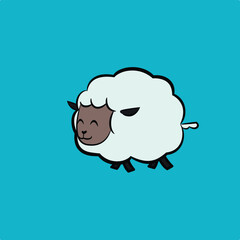 Cheerful sheep illustration in a funny cartoon vector style, perfect for Eid al-Adha clipart.