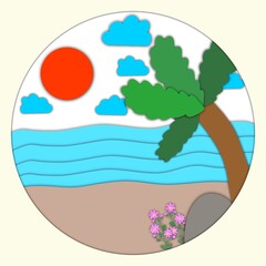 paper cut of beach