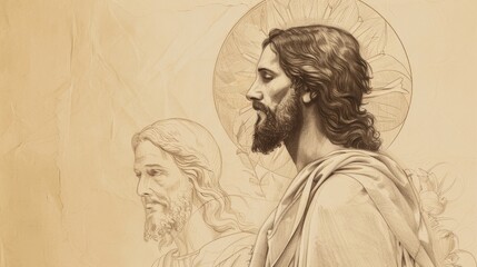 Jesus and the Parable of the Lost Coin, Biblical Illustration of Value and Redemption, Ideal for Religious article