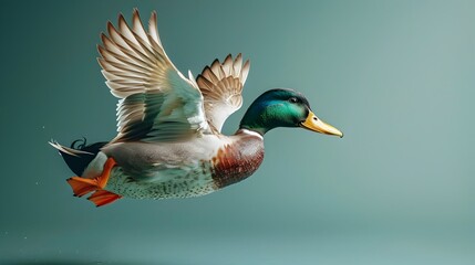 Obraz premium Levitating Duck Pieces Defying Gravity in a Minimalist Studio Composition