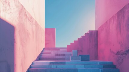 Abstract Colorful Minimalistic Architecture Landscapes: Exploring Simplicity in Form and Space