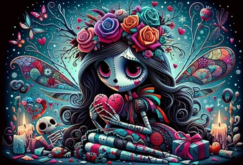 Día de los Muertos, niño lindo colorido, arte mexicano, pintura facial, tradicional para niños