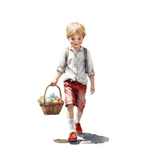 Cute boy with easter basket