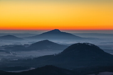 winter sunrise in the Lusatian mountains