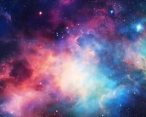 Naklejka premium Watercolor galaxy background with stars and nebulas,