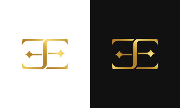 Monogram e es ee ese se s gold serif luxury vintage retro logo template for barber gym store bag shoes girl woman