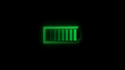 Abstract battery charging turquoise color illustration. Black background 4k illustration.