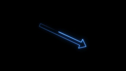  business graph growth arrow neon line royal blue color illustration. black background 4k illustration.