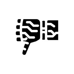 thumb down robot hand gesture glyph icon vector. thumb down robot hand gesture sign. isolated symbol illustration