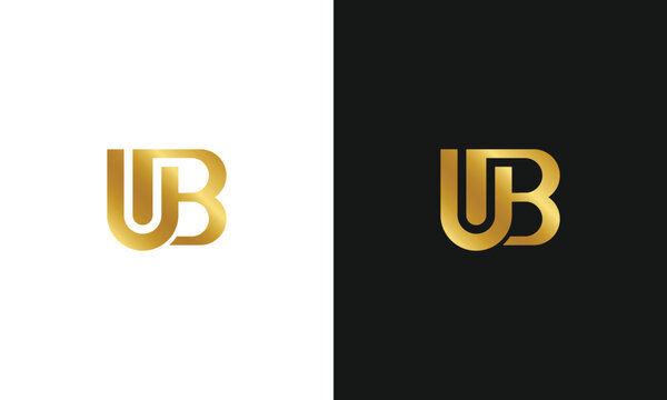 Monogram u b ub bu luxury gold logo template for gym sport technology internet web design graphic personal branding