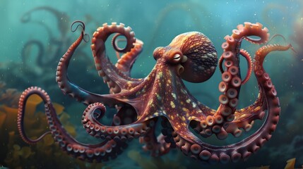 Obraz premium octopuses as they navigate their oceanic habitat showcasing their remarkable ability to contort their bodies, squeeze through