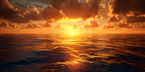 Beautiful sunset over the sea The sun is reflected in the water
