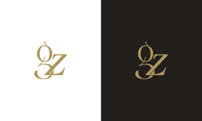 Monogram g  gz zg gold luxury serif logo template for fashion, beauty bag shoes hat dress spa treatment wellness feminine