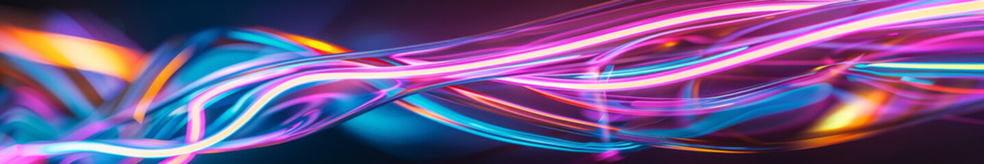 Vibrant Abstract Light Trails in Neon Colors on Dark Background