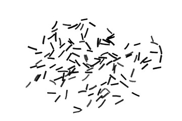 Decorative chocolate sprinkles, granules for cakes and pastries isolated on white background and texture, top view