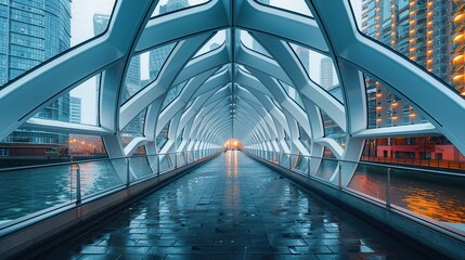 Dynamic Angle: Capturing Intricate Details of a Modern Bridge Over River