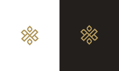 Monogram x gold luxury serif logo template for fashion, beauty bag shoes hat dress spa treatment wellness feminine