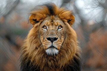 Photo of a lion looking at camera, high quality, high resolution