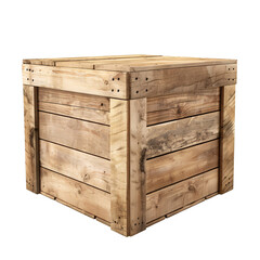 Empty Wooden Crate on Transparent Background