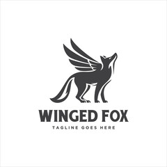 Winged Fox Logo Design Vector Image