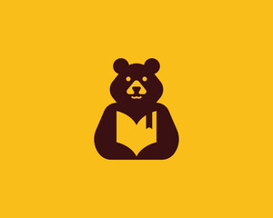 Reading book bear cute mascot design