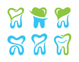 Simple and Unique Tooth Icon Logo Design Set For Dentist