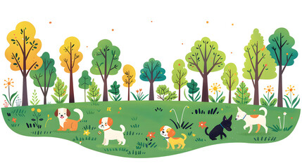 Meadow Moments: Dogs Frolicking in the Green Grass