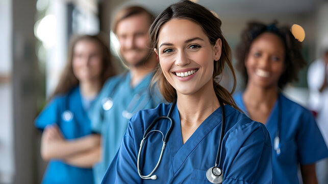 Professional Medical Group: Happy Teamwork at Hospital