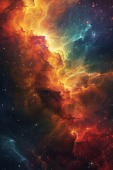 Fototapeta premium Vibrant Cosmic Nebula Stunning Deep Space Colorful Interstellar Gas Clouds and Stars