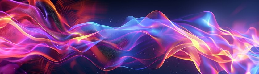 Obraz premium Colorful abstract background with vibrant, flowing light waves and gradients, creating a dynamic and energetic visual effect.