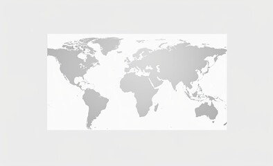 A gray and white world map with a shadow on a white background