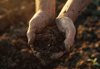 Soil in the hands of the farmer