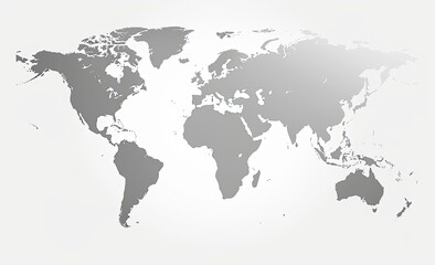 Gray and white world map with keywords on white background