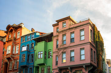 Obraz premium Fener, Balat Colorful facades of houses in the old town of Istanbul, Turkey