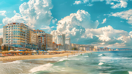 Resort Sunny Beach Bulgaria panorama of the beach and